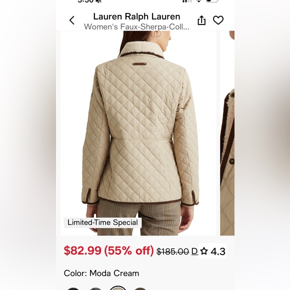 Ralph Lauren Faux Sherpa quilted coat from Macys size medium - Picture 3 of 7